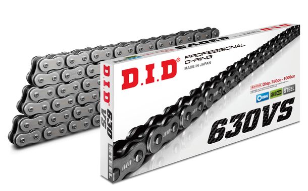 Kette DID O-Ring 630VS / 96 Endlos stahl (3/4 x 3/8 x 11,96) für Suzuki GSX, Kawasaki Z A2 S Katana 750 - 1100 ccm Bj. 1977 - 1987