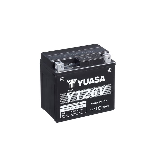 Batería de moto/scooter YUASA YTZ6V/YTZ6V-BS AGM de 12 V 5 Ah, sin mantenimiento, sellada y precargada