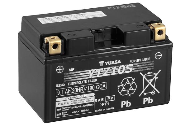 Batterie YUASA YTZ10S / YTZ10S-BS AGM 12V 8,6Ah Motorradbatterie / Rollerbatterie / ATV / Quad, wartungsfrei versiegelt vorgeladen
