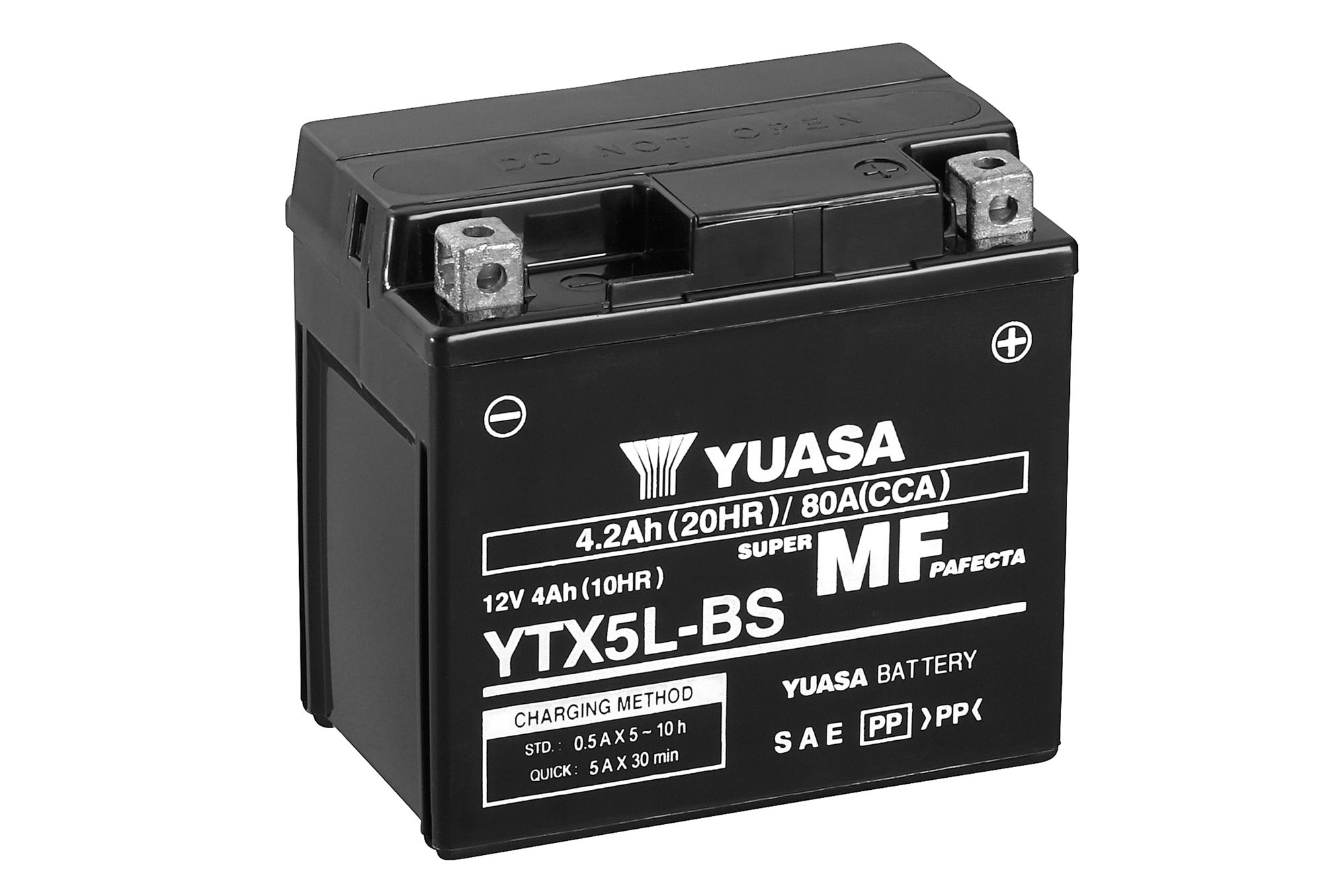 Batterie YUASA YTX5L / YTX5L-BS AGM 12V 4Ah Motorradbatterie /  Rollerbatterie / Mopedbatterie / ATV / Quad, wartungsfrei versiegelt  vorgeladen