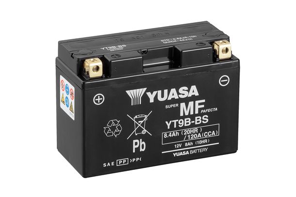 Batería YUASA YTB9/YB9-B AGM 12V 9Ah, libre de mantenimiento, sellada, precargada