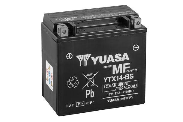 PowerStar YTX14-BS AGM Battery - 12V 12Ah, 200 CCA, Maintenance Free For Honda ATV TRX 300/350/450