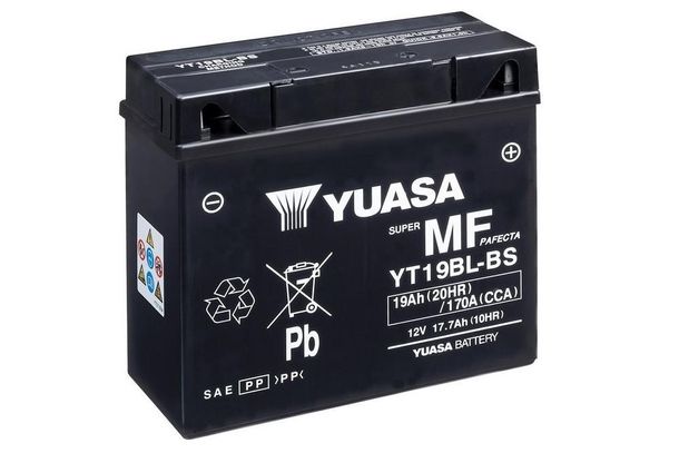 Batteria per moto YUASA YT19BL/YT19BL-BS AGM 12V 17,7Ah, sigillata e precaricata, esente da manutenzione