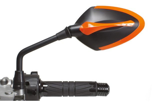 Spiegel Protech XR-100 Kunststoff, schwarz / orange mit Zulassung für Suzuki GSF 0 Bandit SA N S, BMW R 1 NineT Sport Scrambler Pure Racer Urban KTM Duke Honda CBF Bj. 1998 - 2023