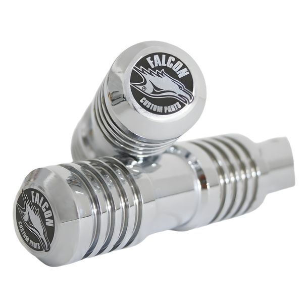 Juego de reposapiés para pasajero Falcon Round Style acero cromado brillante plata para Suzuki VL Intruder C 1500 ccm año 2004, Suzuki VL Intruder C 1500 ccm año 2004