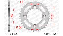 Pignone AFAM 420 LK 100 Ø 80 38Z in acciaio a 4 fori argento