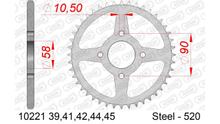 Kettingtandwiel AFAM 520 LK 90 Ø 58 45T 4-Gats staal zilver