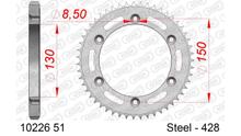 Kettenrad AFAM 428 LK 150 Ø 130 51Z 6-Loch Stahl silber