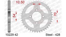 Kettenrad AFAM 428 LK 70 Ø 54 42Z 4-Loch Stahl silber