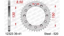 Pinhão AFAM 520 LK 150 Ø 130 39Dentes 6-Furos Aço prata