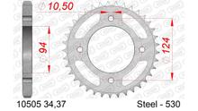 Kettenrad AFAM 530 LK 124 Ø 94 37Z 4-Loch Stahl silber