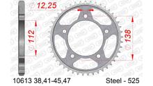 AFAM 525 LK 138 sprocket Ø 112 47Z 5-hole steel silver