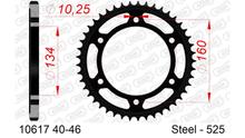AFAM 525 LK 160 Ø 134 44Z 6-hole steel sprocket black