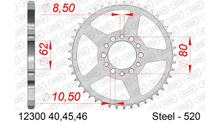 AFAM 520 LK 80 Ø 62 40Z 6-hole steel sprocket silver