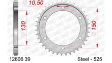 Tandwiel AFAM 525 LK 150 Ø 130 39T 6-gaats staal zilver