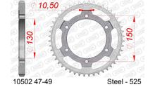 Tandwiel AFAM 525 LK 150 Ø 130 48T 6-Gats staal zilver
