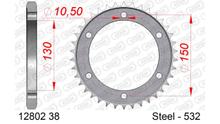 AFAM 532 LK 150 Ø 130 38Z 6-hole steel sprocket silver