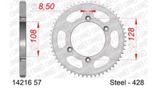 Roda Dentada AFAM 428 LK 128 Ø 108 57Dentes 4-Furos Aço prata