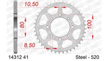 AFAM 520 LK 100 sprocket Ø 80 41Z 4-hole steel silver