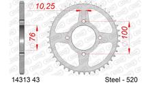 AFAM 520 LK 100 sprocket Ø 76 43Z 4-hole steel silver