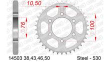 AFAM 530 LK 100 sprocket Ø 76 46Z 6-hole steel silver