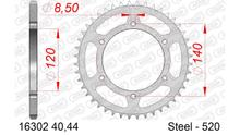 Roda Dentada AFAM 520 Furo 140 Ø 120 40Dentes 6-Furos Aço prata