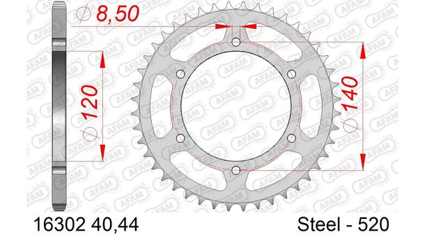 Pignone AFAM 520 LK 140 Ø 120 44Z in acciaio a 6 fori argento