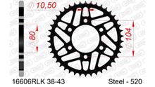 Pinhão de Corrente Racing AFAM 520 LK 104 Ø 80 41Dentes 6-Furos Aço preto