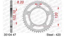Pignon AFAM 420 LK 120 Ø 102.1 47T 5 trous en acier argenté