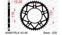 Piñón AFAM 520 LK 131 Racing Ø 110 44Z 5 agujeros acero negro