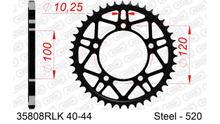 Piñón AFAM 520 LK 120 Racing Ø 100 42Z 5 agujeros acero negro