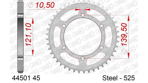 Pignone AFAM 525 LK 139 Ø 121.1 45Z in acciaio a 6 fori argento