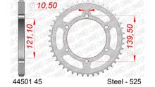 Roda Dentada AFAM 525 LK 139 Ø 121,1 45D 6-Furos Aço prata