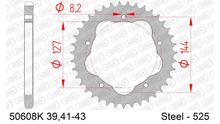 Pinhão AFAM 525 LK 144 Ø 127 41Dentes 5-Furos Aço preto