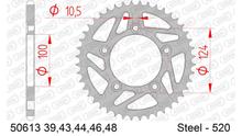Pinhão AFAM 520 LK 124 Ø 100 44Dentes 5-Furos Aço preto