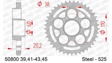 Pinhão AFAM 525 LK 110 Ø 60 42Dentes 5-Furos Aço prata