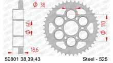 Pinhão AFAM 525 LK 110 Ø 60 43Dentes 6-Furos Aço prata