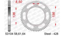 Tandwiel AFAM 428 LK 156 Ø 136 58T 6-gaats Staal zilver