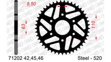 AFAM 520 LK 110 sprocket Ø 63 45Z 6-hole steel black