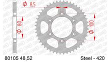AFAM 420 LK 100 sprocket Ø 80 52Z 6-hole steel silver