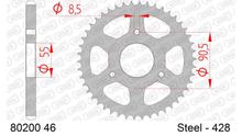 Piñón AFAM 428 LK 90, Ø 55 46Z, 3 orificios, acero plateado