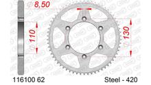 Kettenrad AFAM 420 LK 130 Ø 110 62Z 6-Loch Stahl silber