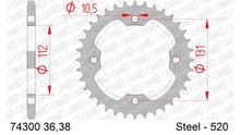 Tandwiel AFAM 520 LK 131 Ø 112 36T 4-gaats Staal zilver