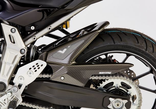 Achterwielkap Bodystyle ABS kunststof carbon look met keuring voor Triumph Street Triple R RS S 660 / 765 ccm bj. 2019 - 2022, Triumph Street Triple R RS S 660 bj. 2019 - 2022