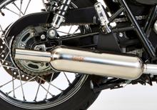 Einddemper Shark Retro Classic met kat RVS hoogglansgepolijst zilver met homologatie voor Triumph Bonneville T100 Thruxton T 100 EFI 800 - 900 ccm bj. 2006 - 2015
