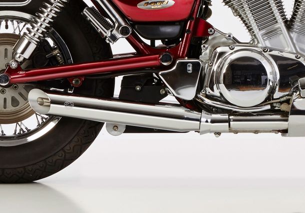 Endschalldämpfer Falcon Cromo Line Stahl hochglanzverchromt silber mit Zulassung für Honda VT C Shadow 125 ccm Bj. 2000 - 2007