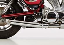 Silencieux Falcon Cromo Line en acier chromé brillant argent avec homologation pour Honda VT C Shadow 125 ccm année 2000 - 2007