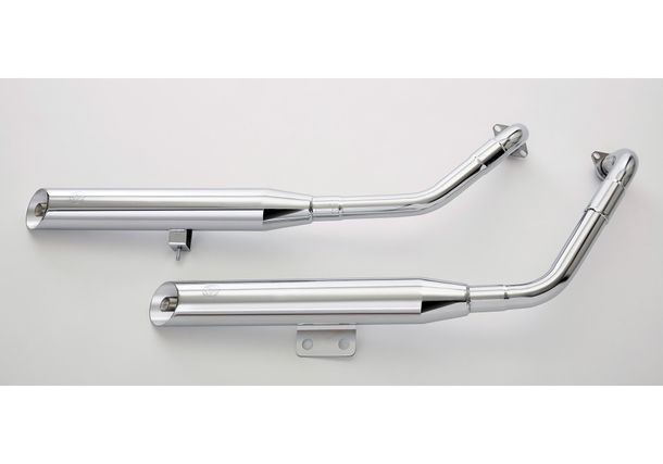 Silencieux arrière Falcon Cromo Line en acier chromé brillant argent avec homologation pour Kawasaki VN Classic 800 ccm année 2000 - 2004