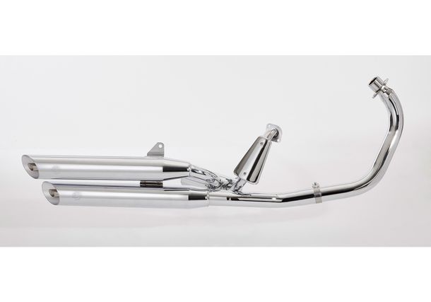 Rear silencer Falcon Cromo Line steel high-gloss chrome silver with approval for Yamaha XV Virago 535 ccm year 1995 - 2003