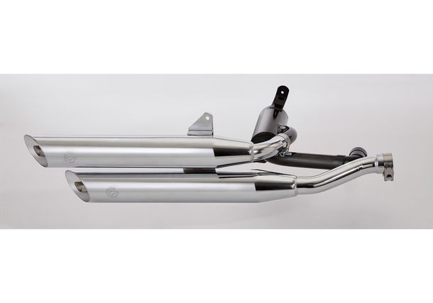 Silencieux d'échappement arrière Falcon Cromo Line en acier chromé brillant argenté avec homologation pour Yamaha XV Virago L C 750 - 1100 ccm Année de fabrication 1989 - 1999